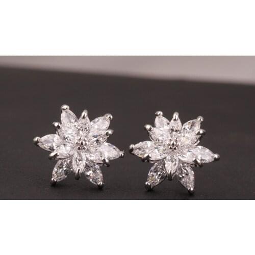 Earrings 2021 Trend Flowers Ablaze Korean Style S925 Silver Needle Fashion Copper For Women 3A Zircon Pink Wedding Accessories