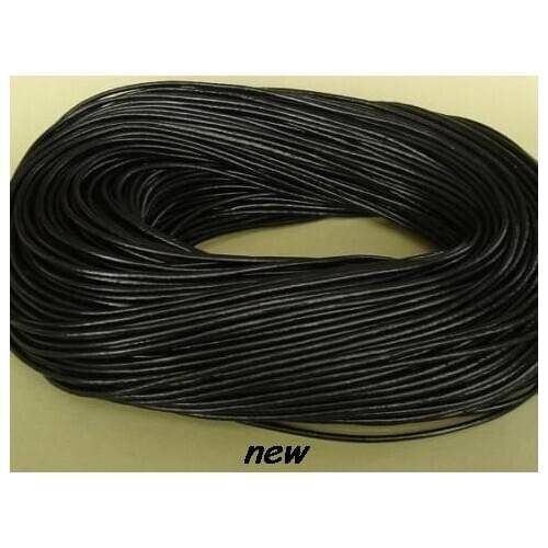 1.5mm 100 meter high quality factory color Jewelry Black brown WHITE real Round Genuine Leather cords Bracele Cord string Rope