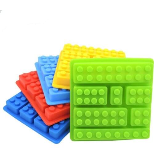 1PCS 8Hole Lego Brick Blocks Shaped Rectangular DIY Chocolate Silicone Mold Ice Cube Tray Cake Tools Fondant Moulds For Kitchen