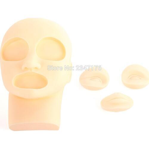 1pcs Mannequin Head for 3D Permanent Makeup Eyebrow Lip Tattoo Practice Skin free gift 2pcs Eyes + 1pcs Lip practice skin