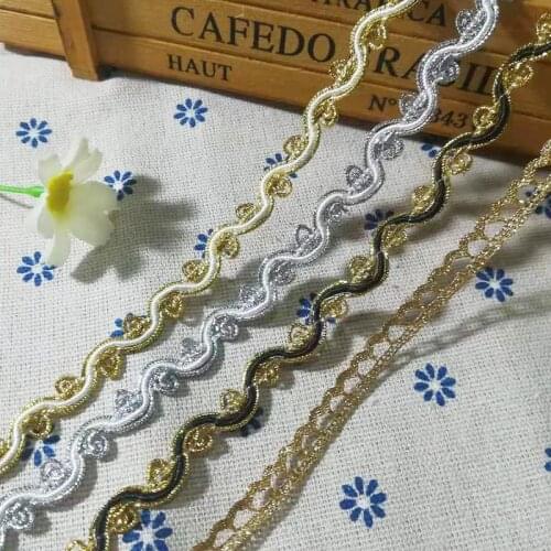 1Yards High Quality Gold Lace Fabric Applique Lace Ribbon Trim Curtain Sewing Trimmings For Clothing Accessories dentelle PL32