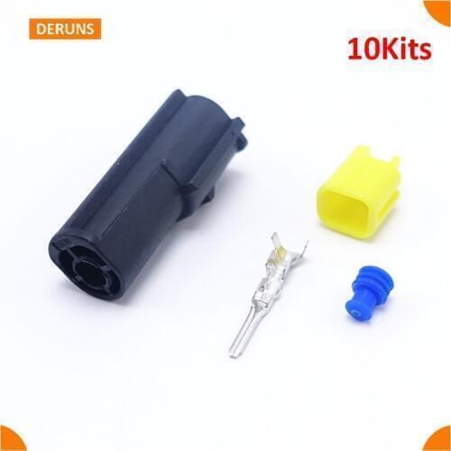 10Sets Male 1Pin Amp Sealed Automotive Connector Free Shipping