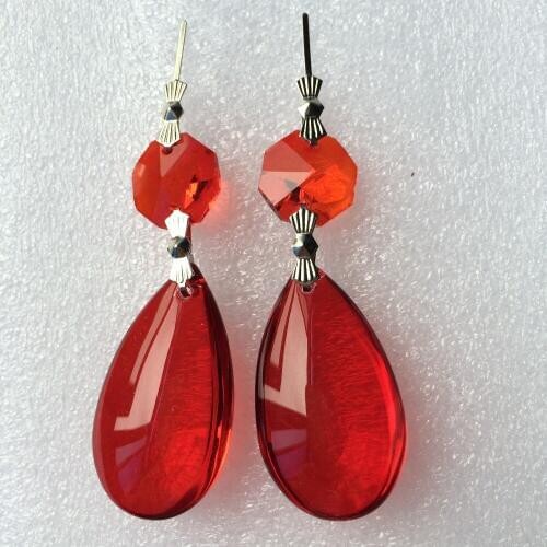 10PCS 72mm Sparkle Red Crystal chandelier Prisms Pendant Glass Hanging Drops For Beautiful Christmas Tree Decoration Supplies