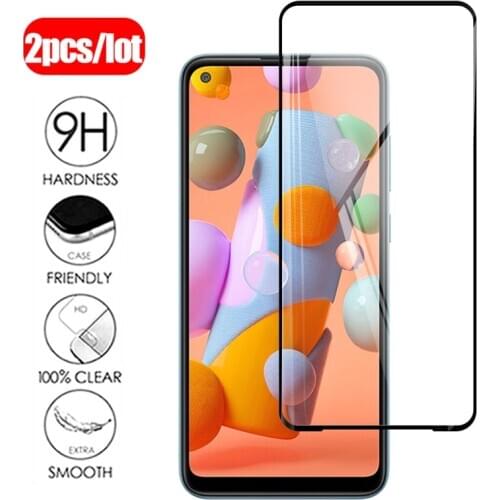 2Pcs Protective Tempered Glass on For Samsung Galaxy A11 SM-A115F/DS 6.4" Full Cover Screen Protector Glass Film