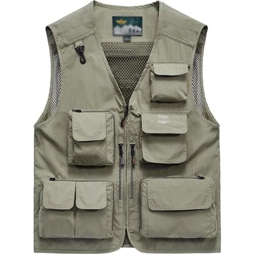 2021Fishing Jacket Quick-drying Mesh Vest Multi-Pockets Mesh Vest Outdoor Vest Summer Mesh Vest Breathable tactical jacket 5XL6X