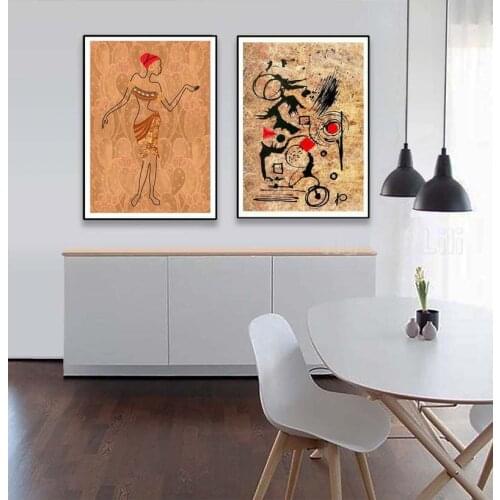 Abstract Ethno Art African Woman Figure Modernist Wall Painting Decor Female Silhouette Print