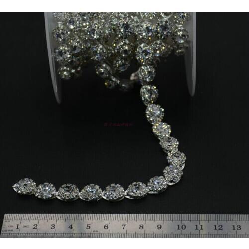 Flower 1.2*40cm bling Rhinestone beaded clothing accessories collar flower handmade beading lace trim patches for clothes