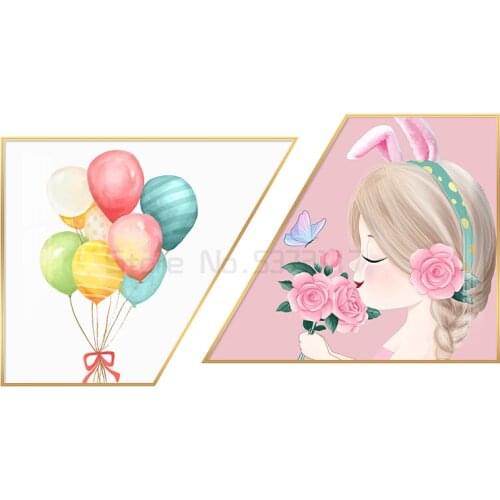 Room bedroom decoration painting pink Nordic creative girl bedroom painting bedside hanging painting