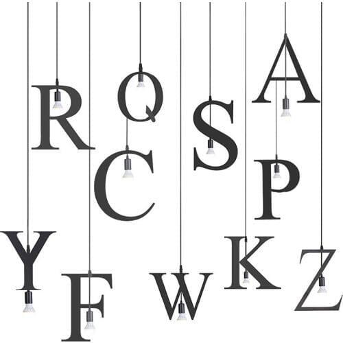 Nordic simple style personalized decorative lamp bedroom living room dining room coffee shop black letter Chandelier