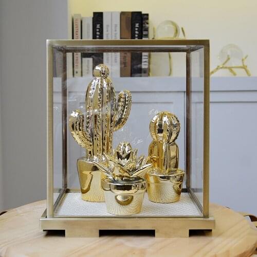 2019 New Nordic Cactus Ornaments Ceramic Gold Cactus Decorative Gold Home Decorations