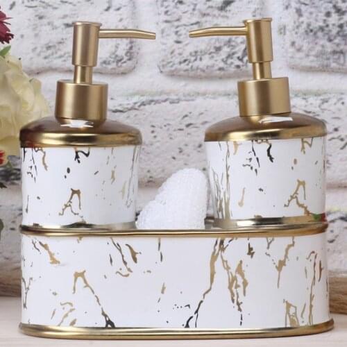 Porcelain Double Liquid Soap Dispenser 700ML with Sponge Bathroom Accessories Luxury Washing Appliances