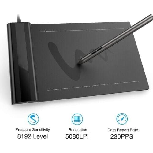 VEIKK S640 Graphic Pen tablet 6 x 4 inch Ultra Thin OSU New Digital Drawing Tablet with Passive Pen 8192 Levels Pressure Black