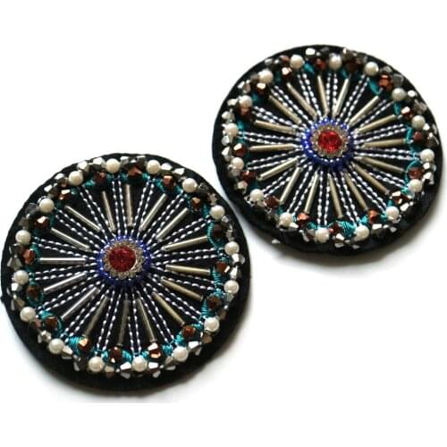 Fashion Round rhinestone beaded Patches for clothes Sew on sequin parch badge Applique embroidered parches bordados para