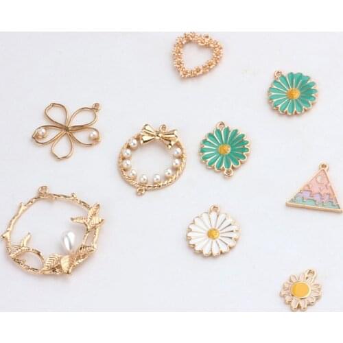 10pcs Sweet Statement Earring Girl 2019 Fashion Jewelry Cute Flower Earrings Geometric Fashion Pendant Diy Accessories Wholesale