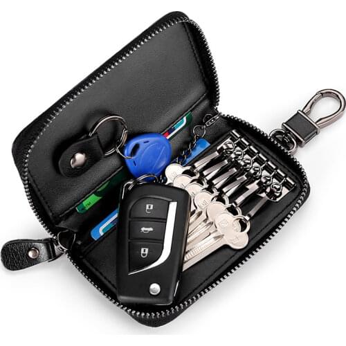 Mini Card Bag Keychain Men Women Key Holder Organizer Pouch Cow Split Car Key Bag Wallet Housekeeper Key Case