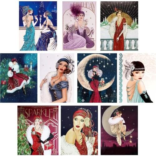 5D DIY Full Drill Round Diamond Painting Fashion Lady Diamond Embroidery Mosaic Kit Home Decor for Bead Art Wall Gift