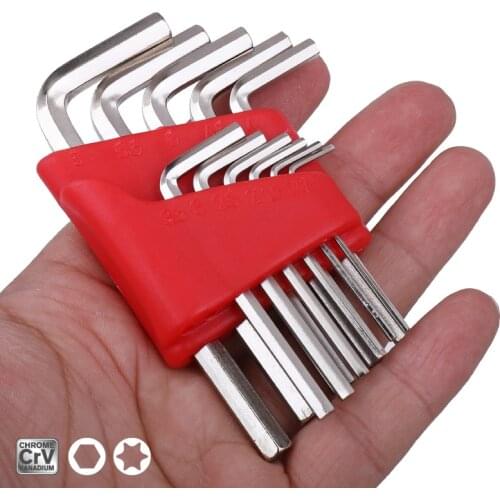 11Pcs Hex Key Set,CR-V Hex Key Wrench,2mm Hex Key Allen Wrench Set,Allen Key Set Sae Metric 12mm Short Arm Tool Set