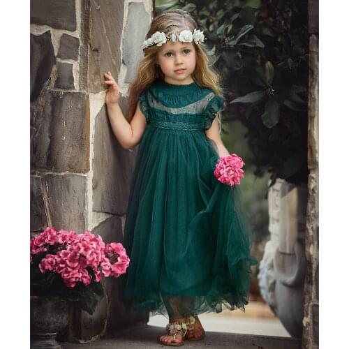New Wedding Flower Girl Dresses for Kids Princess Dress Sleeveless Summer Birthday Party Pageant Children Clothes 2 To 8 Years