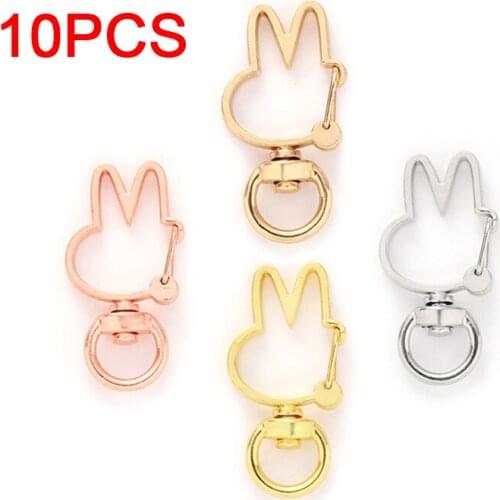 10pcs Rabbit Hollow Key Chain Lobster Clasp For Bag Parts Accessories Key Ring Keychain DIY Accessories