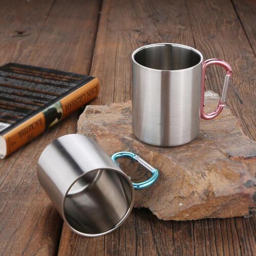 360ml Portable Mugs Stainless Steel Coffee Mug Travel Coffee Mug Tea Beer Mug Water Cup Drinking Cup with Handle Drinkware