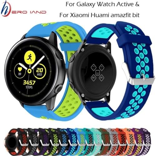 20mm Sports Silicone Wrist Strap For Samsung Galaxy Watch Active 2 for Xiaomi Huami Amazfit Bip Smart watch Wristband Bracelet