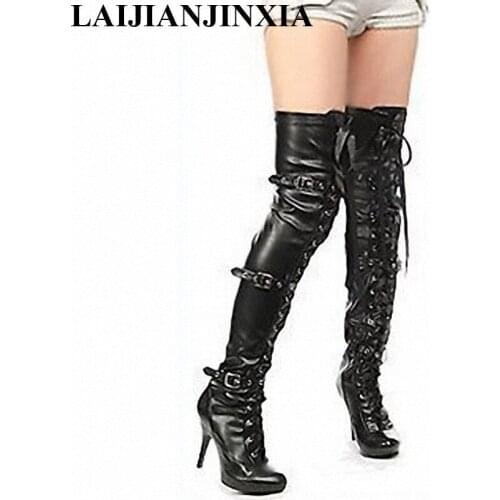 Super high heels boots Nightclubs sexy over-the-knee boots Model props boots High with Riding boots
