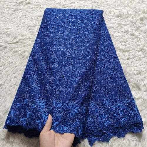 Blue African Lace Fabric 2021 High Quality Lace Embroidery Cotton Nigerian Swiss Dry Lace Fabric For Party Dress ZP125