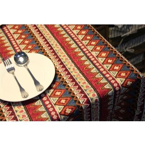 Bohemian Ethnic Style Tablecloth Cotton And Linen Striped Tablecloth Washable Table Cloth Dustproof Picnic Cloth Home Decoration