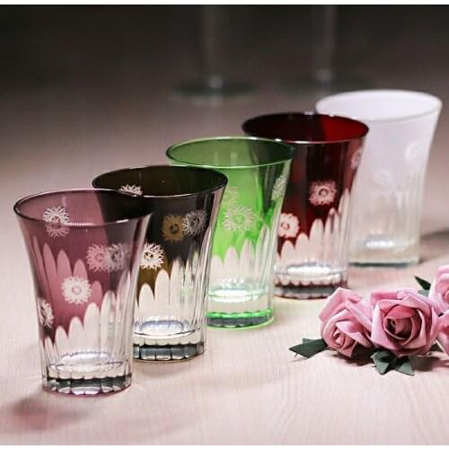 Luxury High quality Edo Kiriko Old-Fashoned Hand Cut Glass , Japanese Style Whiskey glass Craft 2 Order