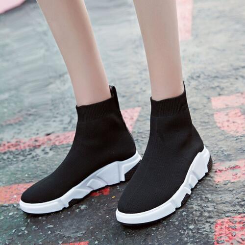 Stretch Sock Boots Woman Sequined Cloth Bling Women Shoes Casual Flats Shoes Female Single Fashion Woven Shoes