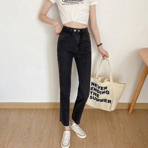 Ailegogo Vintage High Waist Women Washed Slim Fit Tassel Ankle-length Denim Pants Summer Female Casual Button Ladies Jeans