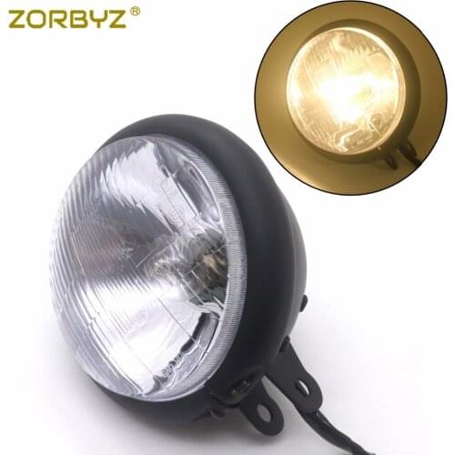 ZORBYZ Black Metal Clear Lens Retro E4 Halogen Headlight Fits For Harley Honda Bobber Chopper Custom