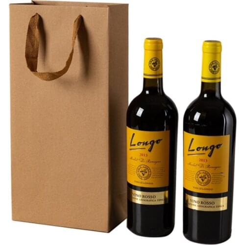 35x9x9cm Black Paper Wine Bottle Bags Blue Silver Bottle Hot-stamping Champagne Wine Gift