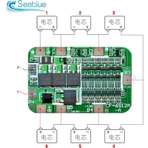 1Pcs 6S 15A 24V PCB BMS Protection Board For 6 Pack 18650 Li-ion Lithium Battery Cell Module DIY Kit