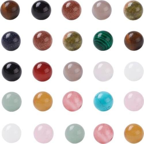 100pcs Random Mixed Polished Smooth Undrilled Natural Stone Round Spacer Loose Beads 10mm 12mm for Wire Wrapped Pendants Making
