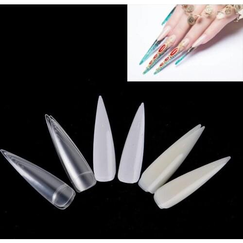 24Pcs Salon Acrylic Nail Art False Nail Tip Manicure Beauty Gift False Nail Tips Long Cuspidal Stiletto Nail Tips White French