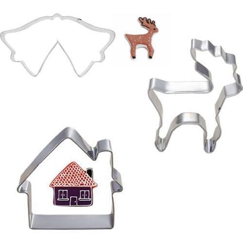 3pcs /Set Christmas Mold Cookie Cake Decorating Metal Mould Biscuit Press Stainless Steel Kitchen Accessories