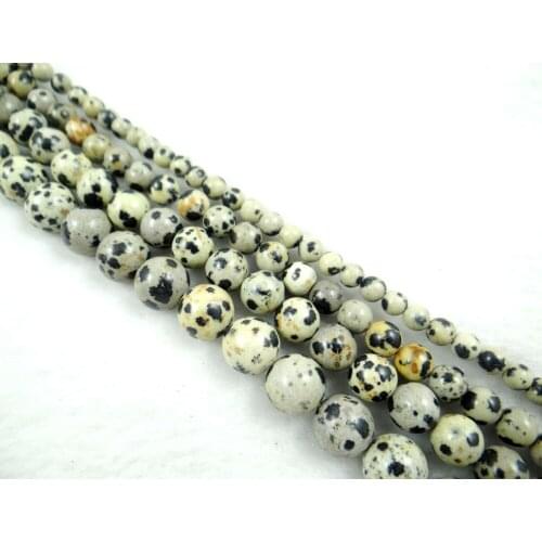 4.6.8.10MM Natural Dalamatian stone Jewelry Making loose GEM beads strand L24