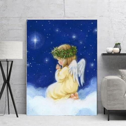 5D DIY diamond embroidery painting girl cross stitch rhinestone mosaic angel square art painting portrait home decoration gift