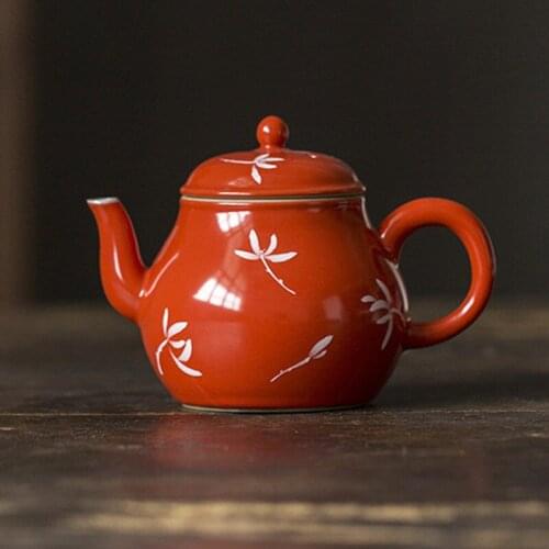 Antique Ceramic Teapot Retro Red household teapot kettle hot and cold pot tea set tea maker wholesale