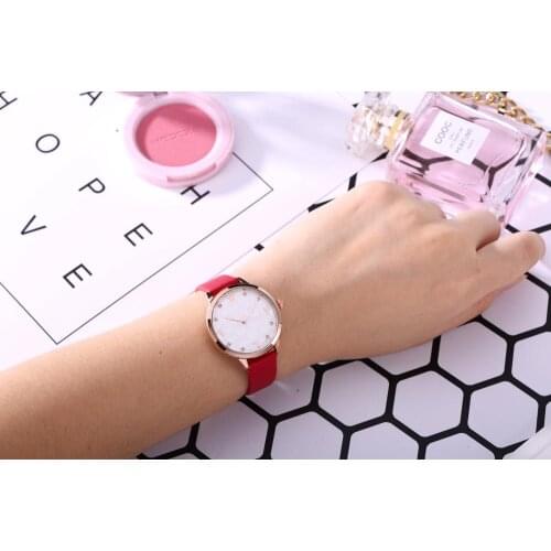 Arabic number Watch Contracted Silk Leather Crystal WristWatches Women Dress Ladies Quartz Clock