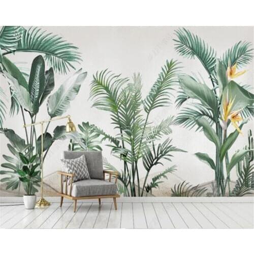 Beibehang Custom wallpaper photo European-style hand-painted tropical rainforest marbled background wall painting 3d wallpaper