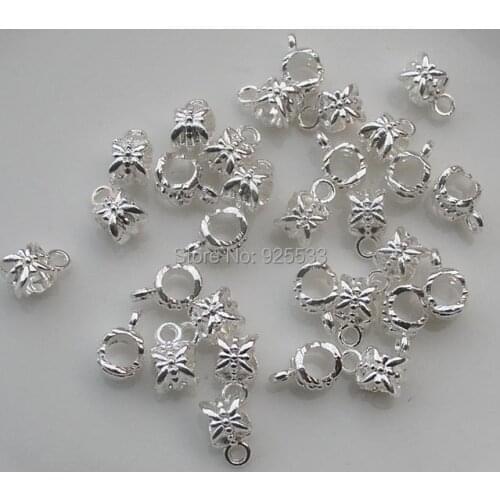 Free Shipping 50pcs 11x10x6mm silver plated big hole Beads fit European Jewelry Braclet Charms DIY