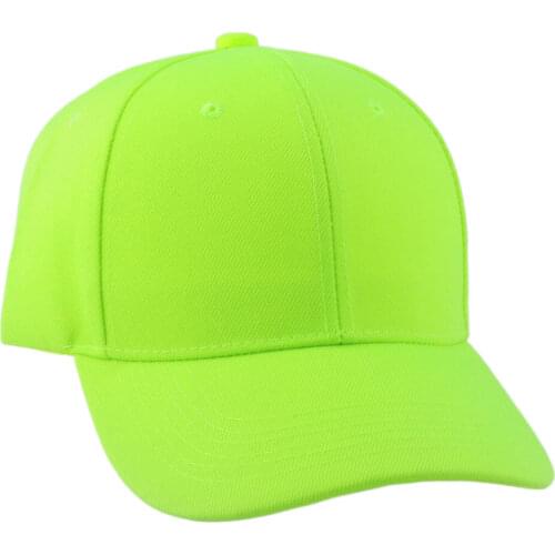 Bright Yellow Green Plain Twill Baseball Cap Blank Casual Hat for Women Men Lime Orange 6 Panel Cap Pre-Curved Visor