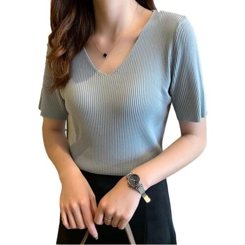 BHIGJYT Women's Knitted T-shirts