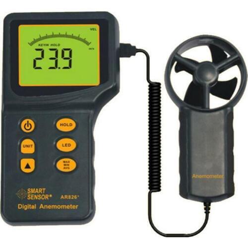 Digital Airflow Anemometer Wind Speed Meter AR826+ Wind Speed Measuring Range 0.3~45m/s