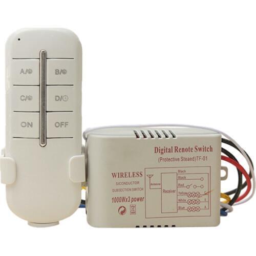 CNIM Hot TUOXIN Wireless 3 Channel ON / OFF 220V lamp switch remote control wireless transceiver White