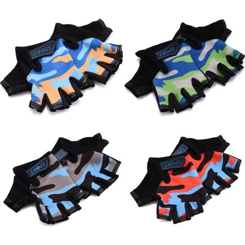 Children Cycling Half Finger Gloves Washable Breathable High Elastic Non-slip Bycicle Bike Gloves Riding Equipment 4 Reasonable
