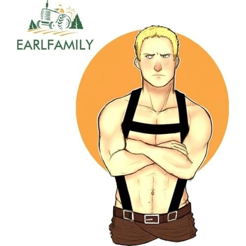 EARLFAMILY 13cm x 9cm for Reiner Braun Attack on Titan Car Assessoires Stickers Anime Decal Scratch-Proof Graphics RV Decoration