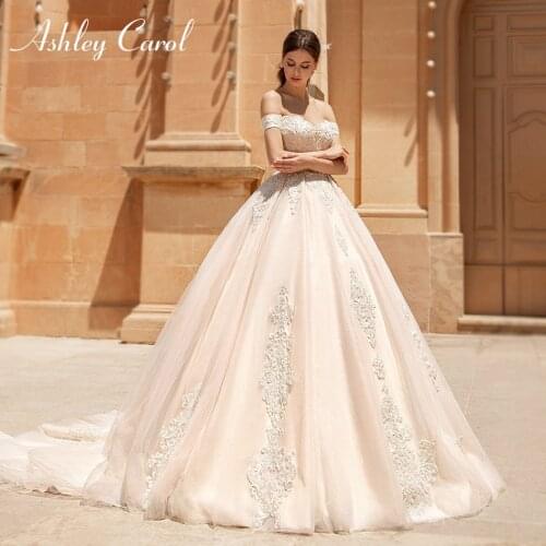Ashley Carol A-Line Wedding Dress 2021 Beaded Sweetheart Appliques Lace Up Chapel Train Princess Bridal Dresses Robe De Mariee